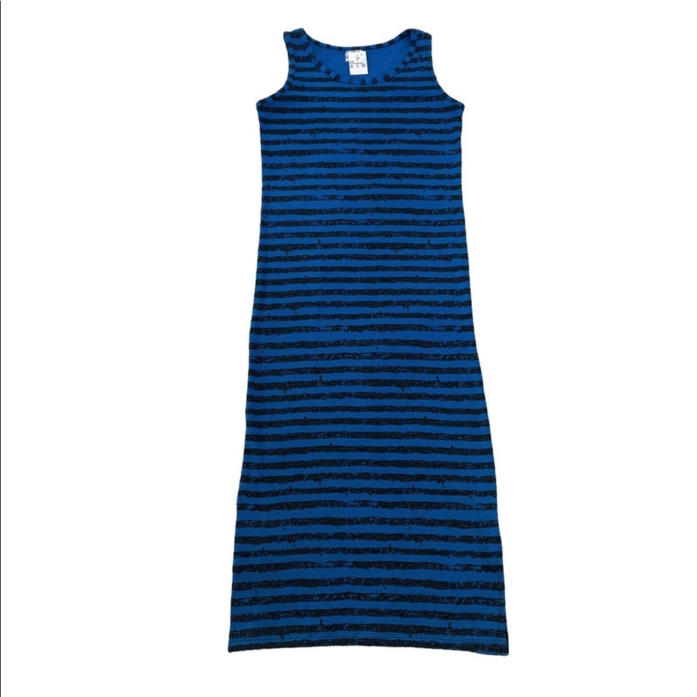 D-Signed Black & Blue Stripes Sleeveless Midi Dress size Medium